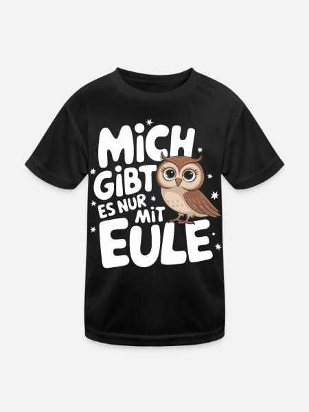 Nachteule Eule Eulen Vogel - Kinder Funktions-T-Shirt - Schwarz - Vorne