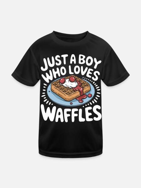 Waffeln Frühstück Süßigkeiten - Kinder Funktions-T-Shirt - Schwarz - Vorne