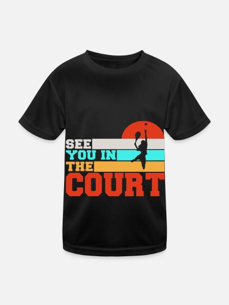 Tennis Tennisspieler Tennisschläger Tennisplatz - Kinder Funktions-T-Shirt - Schwarz - Vorne