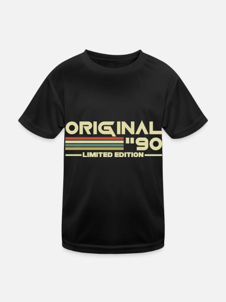 1990 - Kinder Funktions-T-Shirt - Schwarz - Vorne