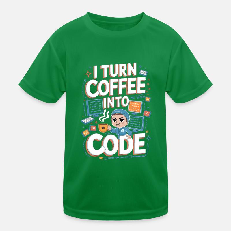 Café et Code – Conception de programmeur amusant T-shirt sport Enfant