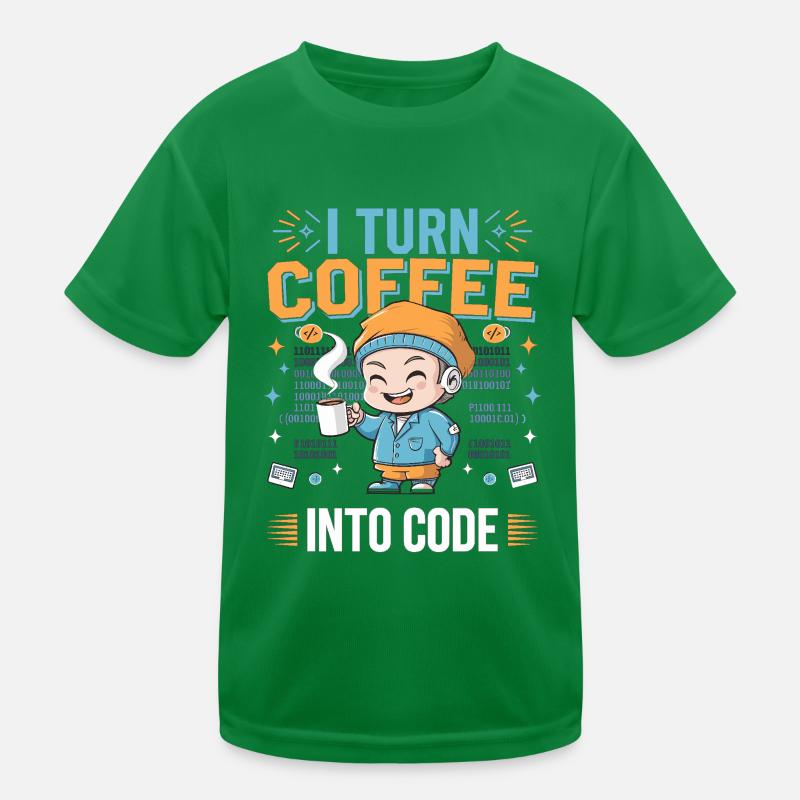 Ich verwandle Kaffee in Code – Witziges IT Design Kinder Funktions-T-Shirt