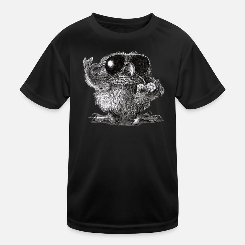 Coole Eule - Kinder Funktions-T-Shirt - Schwarz