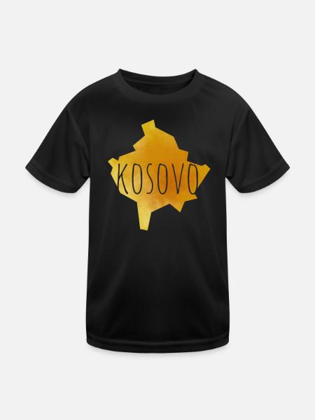 kosovo - Kinder Funktions-T-Shirt - Schwarz - Vorne