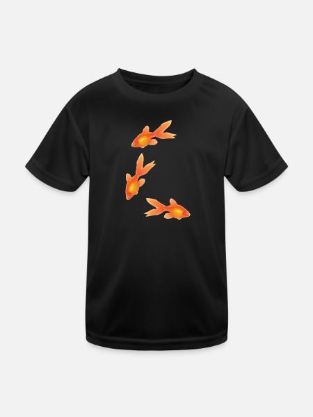 Poissons rouges - Kinder Funktions-T-Shirt - Schwarz - Vorne