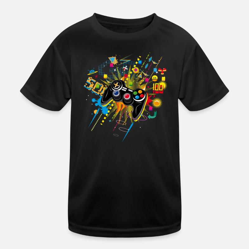 Gamepad Video Games - Kids Functional T-Shirt - black