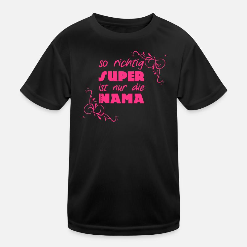 Super Mama Mutter Muttertag Familie Geschenk - Kinder Funktions-T-Shirt - Schwarz