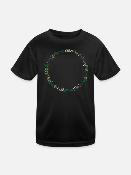 An evergreen wreath - Kids Functional T-Shirt - black - Front