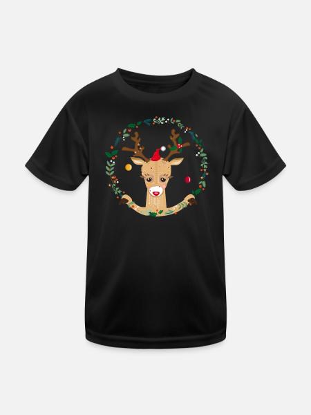 Cute reindeer - Kids Functional T-Shirt - black - Front