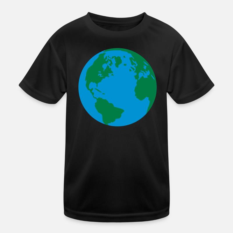 Der Globus - Kinder Funktions-T-Shirt - Schwarz