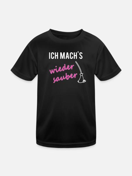 PARTNERSHIRT sauber Mama - Kinder Funktions-T-Shirt - Schwarz - Vorne