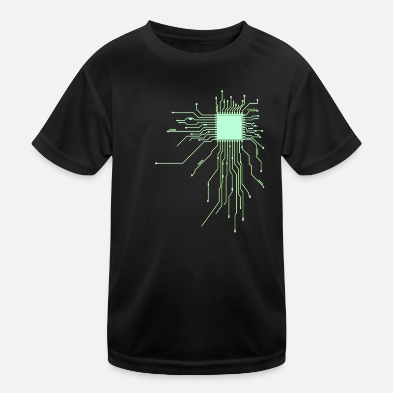 platine Core cpu Computer Nerd pc geek cyborg Herz - Kinder Funktions-T-Shirt - Schwarz