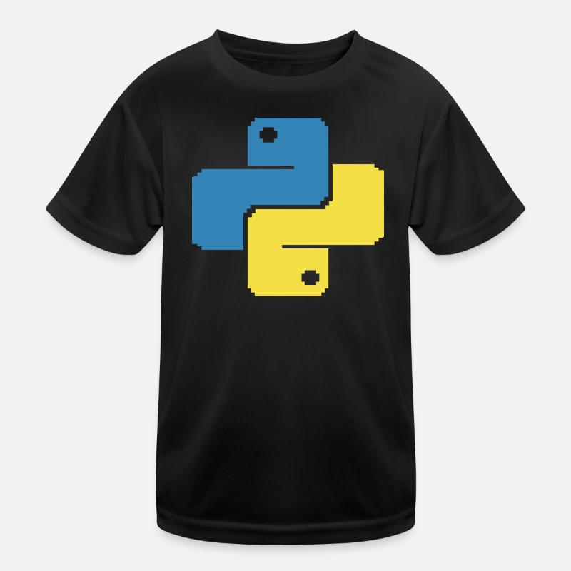 Python Pixelart - Kinder Funktions-T-Shirt - Schwarz