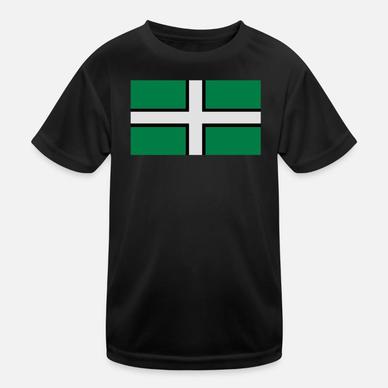 Saint Petroc's Flag - Flag of Devon - Kids Functional T-Shirt - black