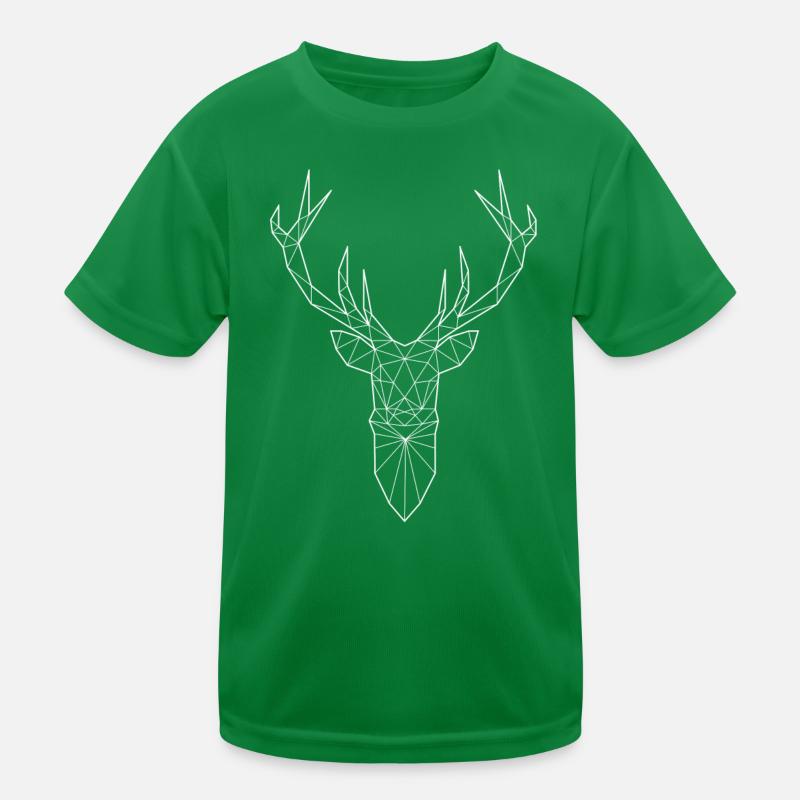 Deer head in triangle design (white) Kids Functional T-Shirt
