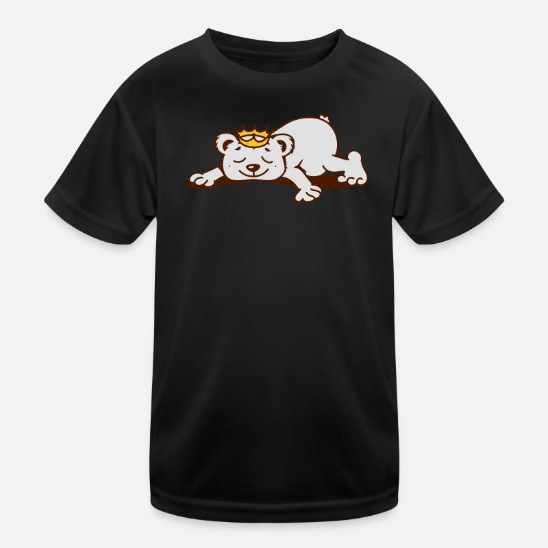 Bär mit Krone schläft Kinder Funktions-T-Shirt