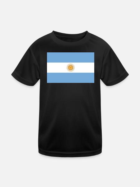 Argentinische Fahne - Kinder Funktions-T-Shirt - Schwarz - Vorne