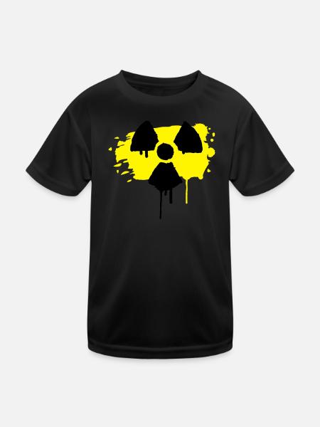 radio active sign as graffiti - Kids Functional T-Shirt - black - Front