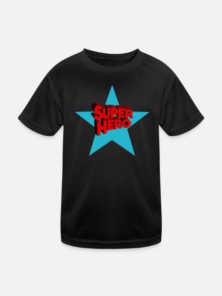 Superhero Superhelden - Kinder Funktions-T-Shirt - Schwarz - Vorne