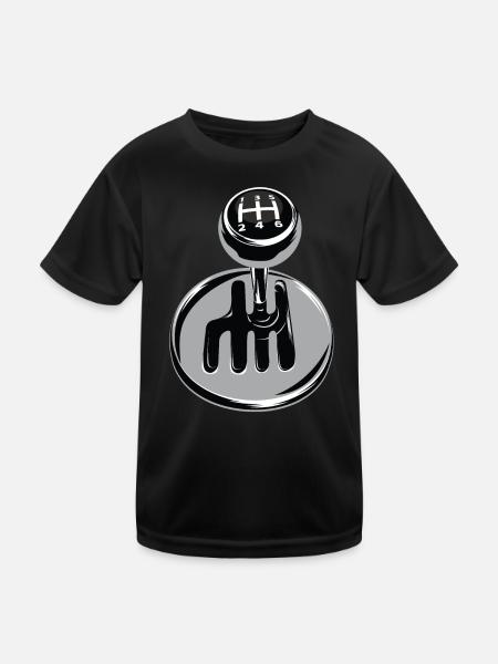 Gangschaltung - Autosport - Kinder Funktions-T-Shirt - Schwarz - Vorne