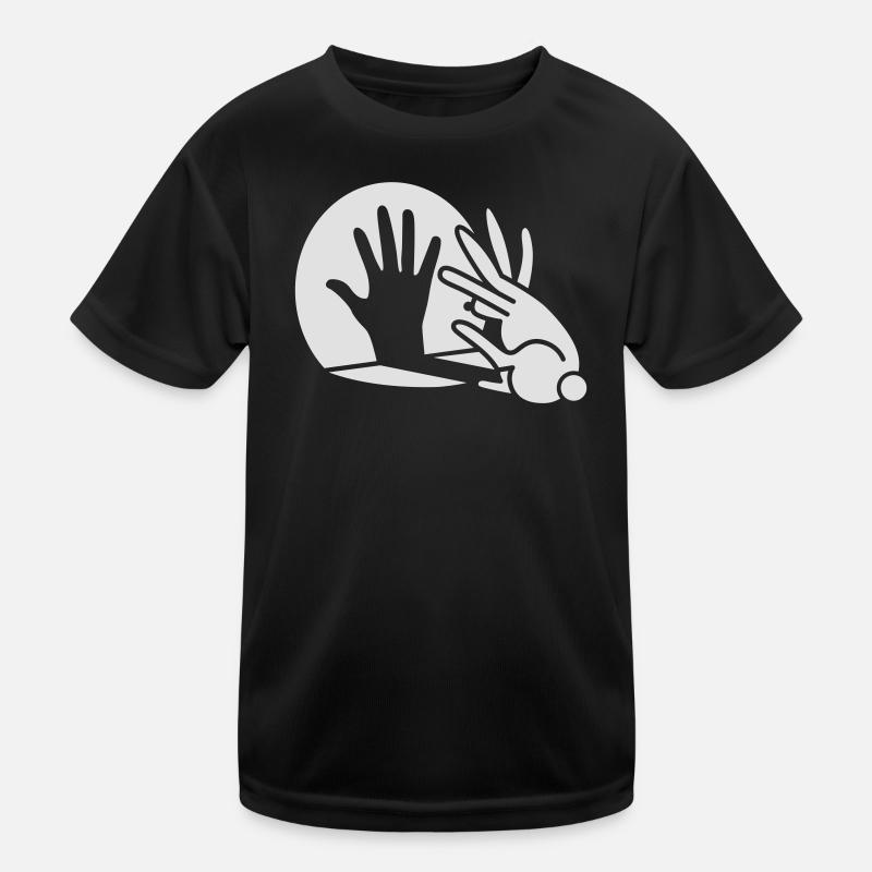 hand shadow rabbit glow in the dark - Kids Functional T-Shirt - black