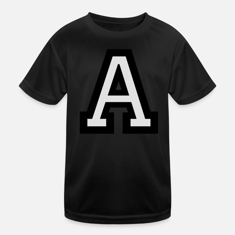 Buchstabe A - Kinder Funktions-T-Shirt - Schwarz