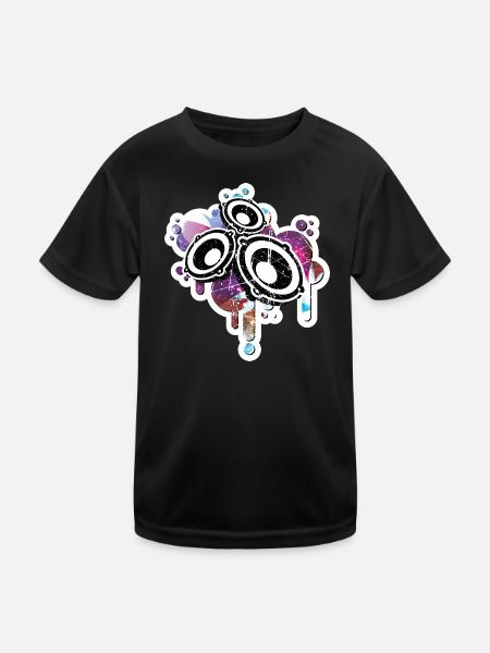 Abstrakte Graffiti-Lautsprecher Illustration - Kinder Funktions-T-Shirt - Schwarz - Vorne