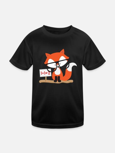 Kindermotiv: schlauer Fuchs rechnet - Kinder Funktions-T-Shirt - Schwarz