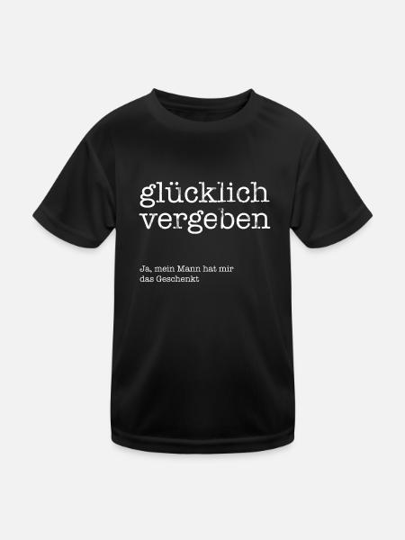 Glücklich vergeben! - Kinder Funktions-T-Shirt - Schwarz - Vorne