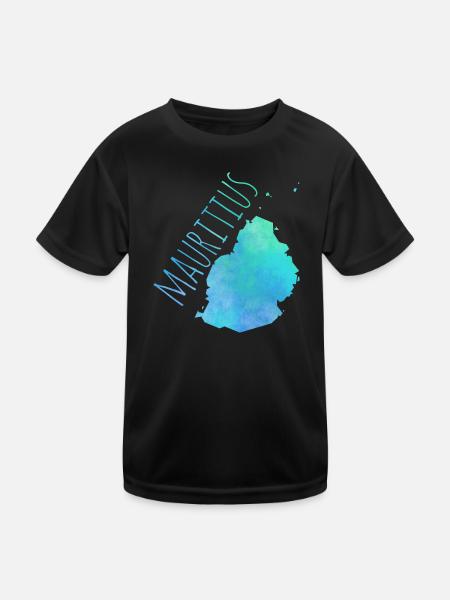 Mauritius - Kinder Funktions-T-Shirt - Schwarz - Vorne
