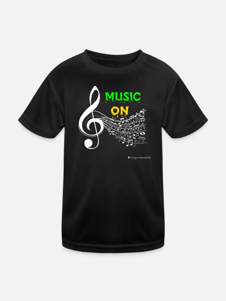 Music ON - Kinder Funktions-T-Shirt - Schwarz - Vorne