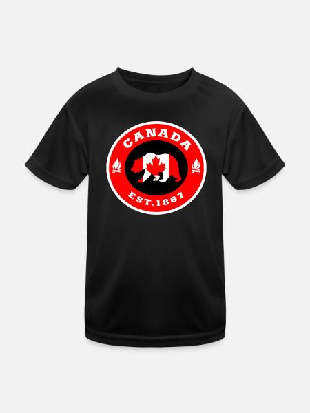 Kanada Bär Flagge Nordamerika Geschenk - Kinder Funktions-T-Shirt - Schwarz - Vorne