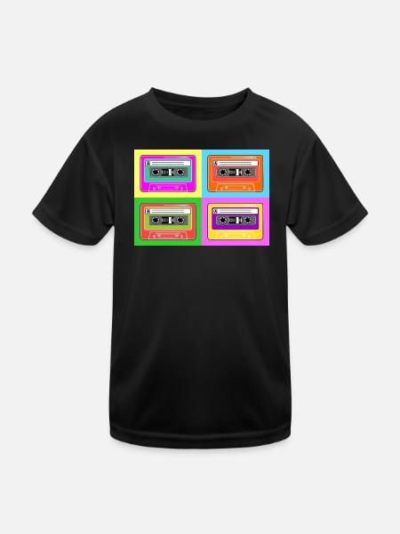Cassette cassette pop art - T-shirt sport Enfant - noir - Devant
