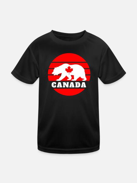 Kanada Bär mit Ahornblatt / Geschenk Nordamerika - Kinder Funktions-T-Shirt - Schwarz - Vorne