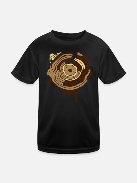 The annual rings of a tree as a graffiti - Kids Functional T-Shirt - black - Front