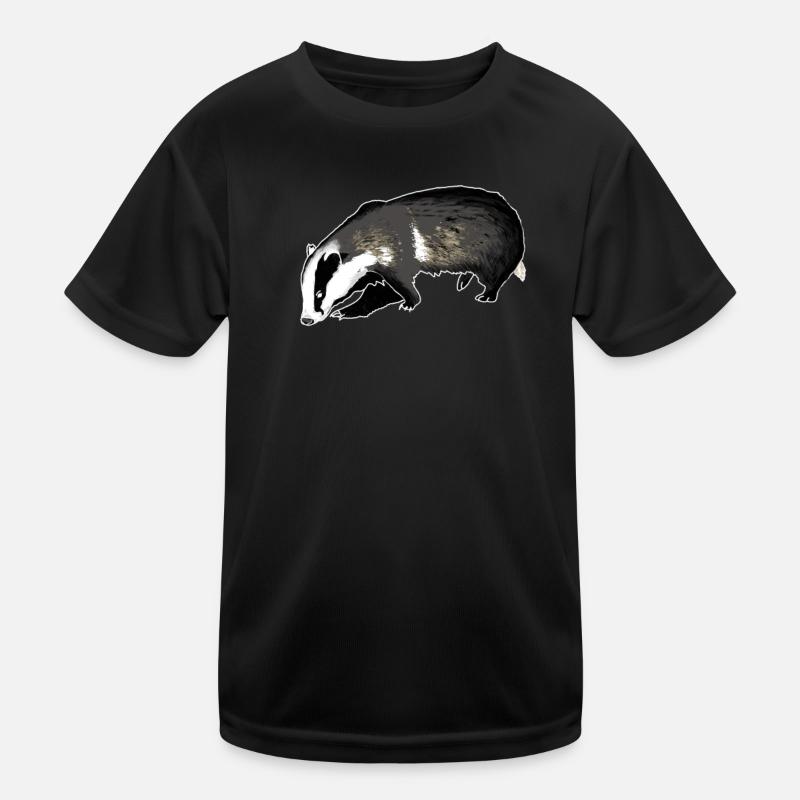 Dachs - Kinder Funktions-T-Shirt - Schwarz