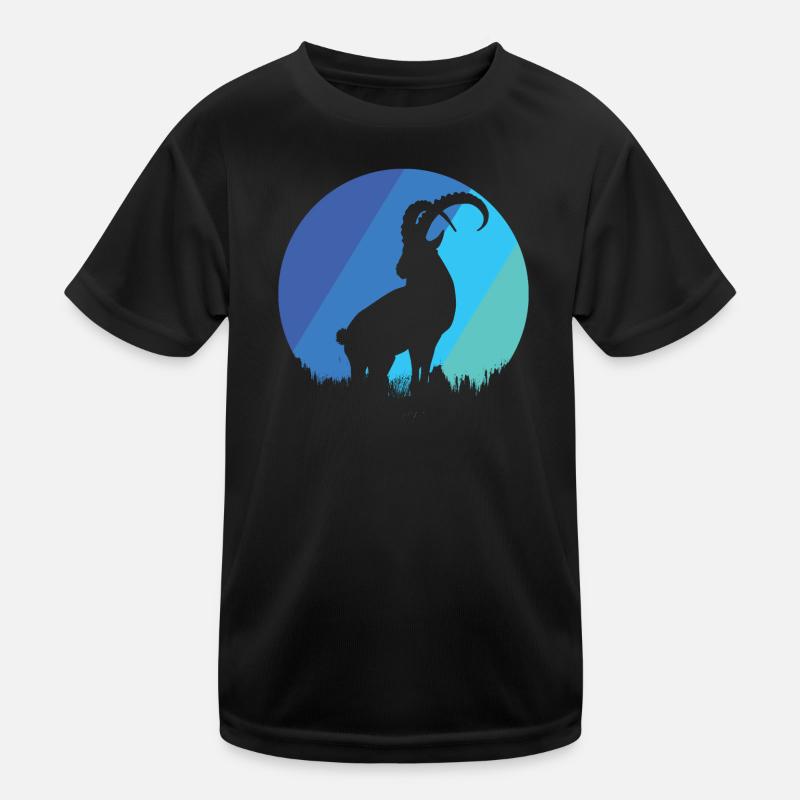 Steinbock - Kinder Funktions-T-Shirt - Schwarz