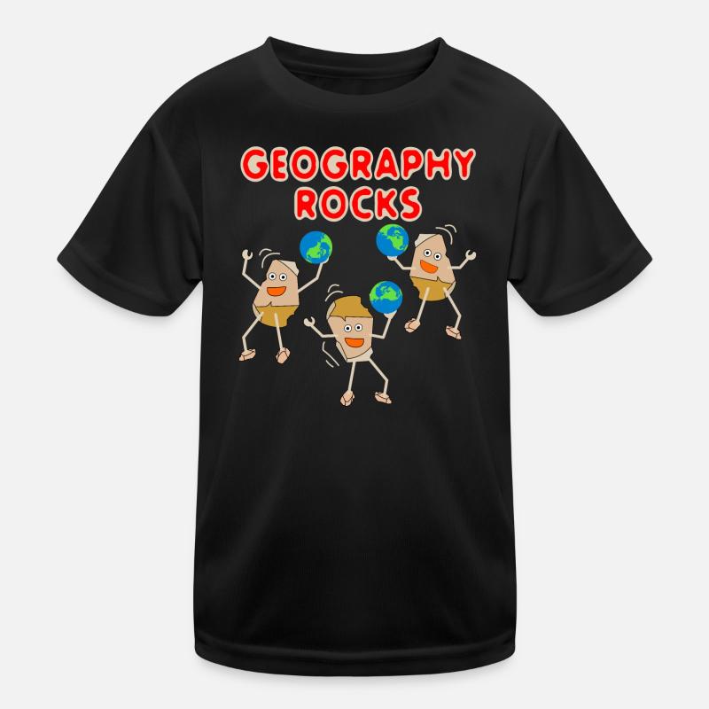 Three Geography Rocks - Kids Functional T-Shirt - black