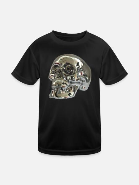 Silver skull - Kids Functional T-Shirt - black - Front