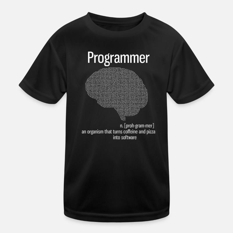 programmer brain pc computer definition pizza lo Kids Functional T-Shirt