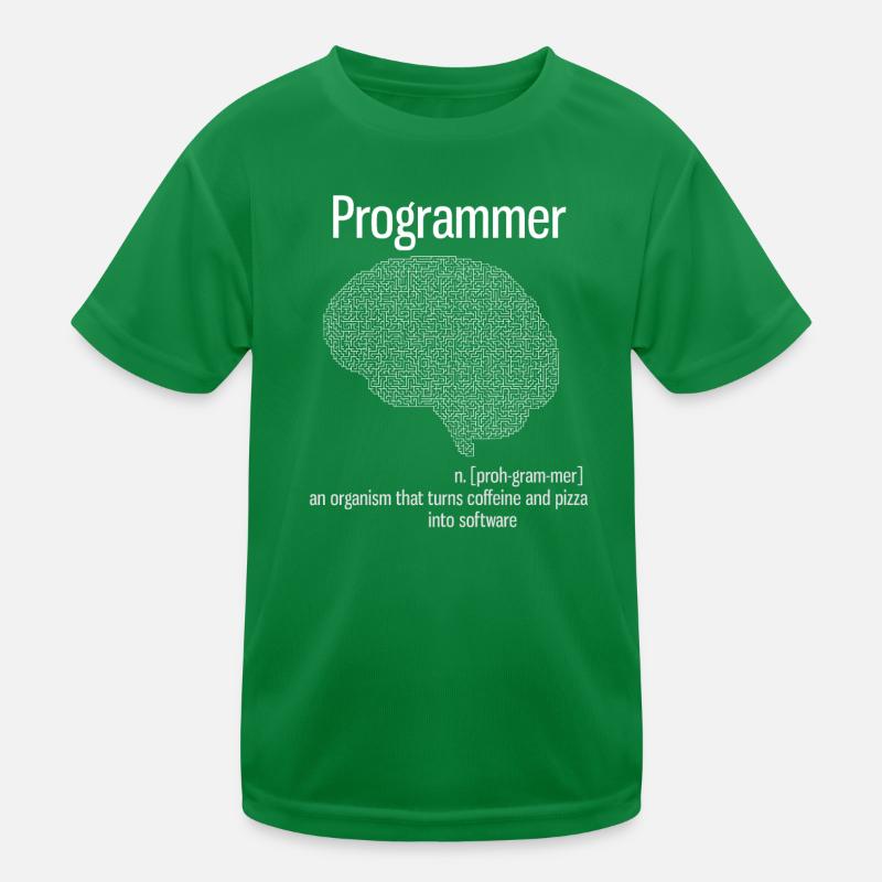programmer brain pc computer definition pizza lo Kids Functional T-Shirt