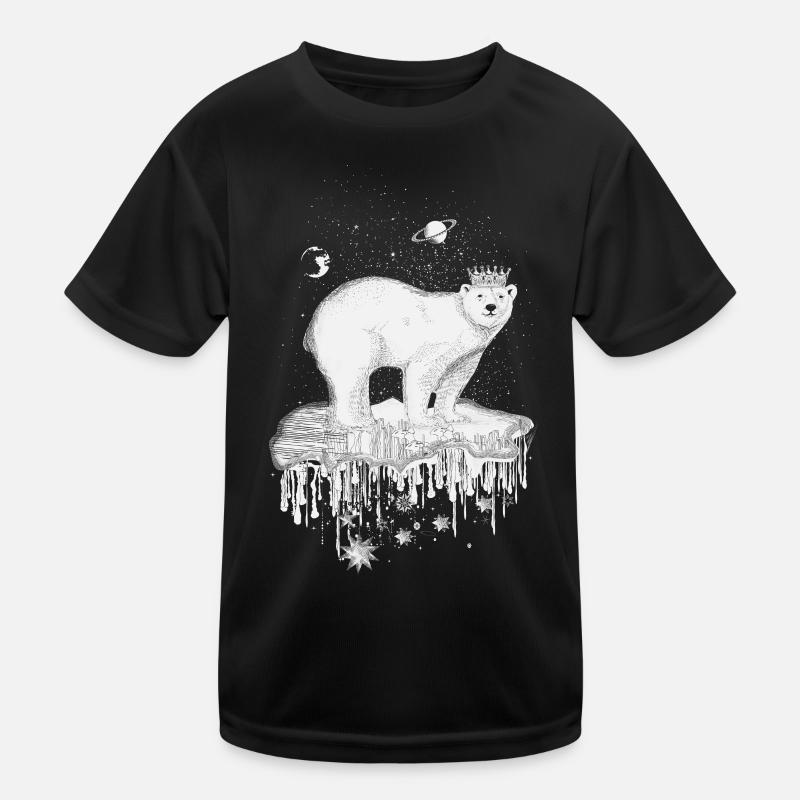 Eisbär mit Krone auf Eisscholle Kinder Funktions-T-Shirt