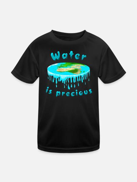 Wasser ist kostbar - Kinder Funktions-T-Shirt - Schwarz - Vorne