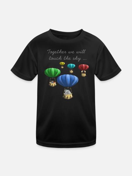 Bunte Heißluftballons - Kinder Funktions-T-Shirt - Schwarz
