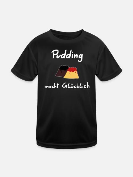 Pudding macht Gluecklich - Kinder Funktions-T-Shirt - Schwarz - Vorne