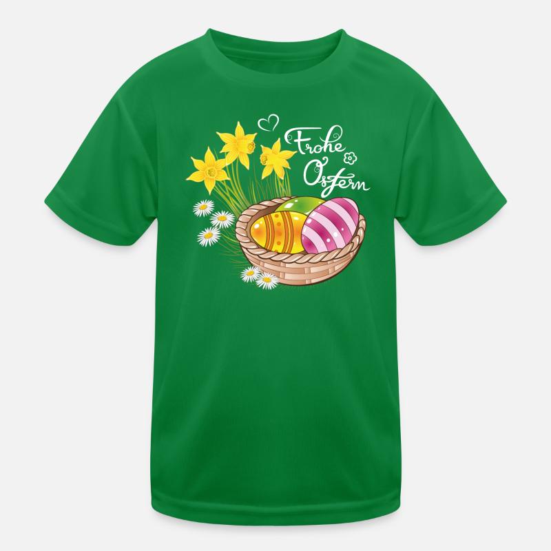 Happy Easter Easter basket Easter eggs Easter flowers eggs Kids Functional T-Shirt