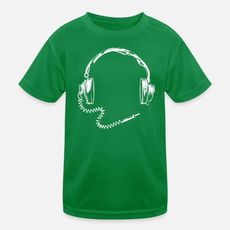 weißer Retro Kopfhörer mit Kabel Kinder Funktions-T-Shirt