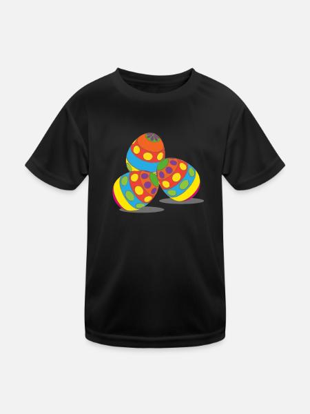 Ostereier, Ostern, frohe Ostern, happy eastern - Kinder Funktions-T-Shirt - Schwarz