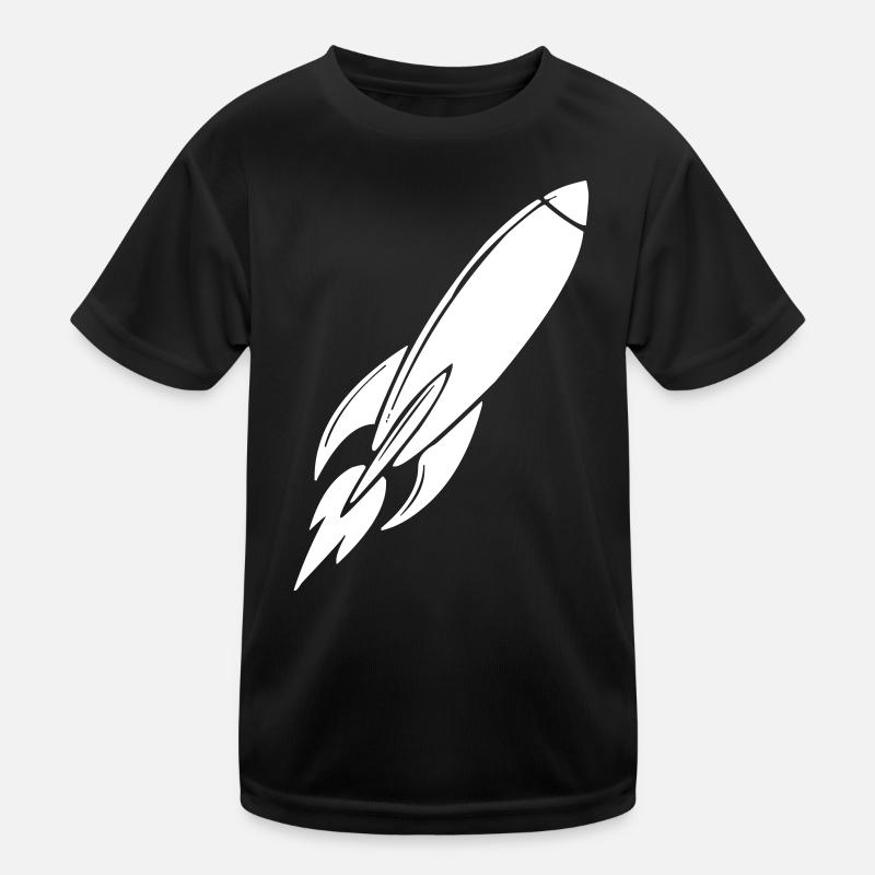 Rakete - Kinder Funktions-T-Shirt - Schwarz