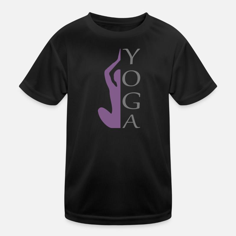 Yoga Silhouette mit Schriftzug Kinder Funktions-T-Shirt